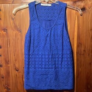 Blue eyelet tank top